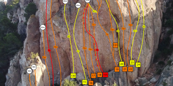 ▷ CROQUIS Escalada Cresta del Gallo | La Panocha, Lennon, Paisaje Lunar | Murcia ✅