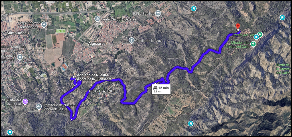 Cómo llegar a la Cresta del Gallo desde El Santuario de La Fuensanta