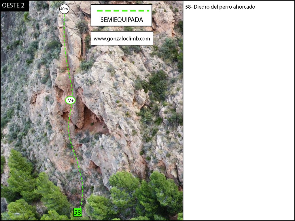Croquis de escalada Sector Castillo de Los Garres Cara Oeste 2, Murcia